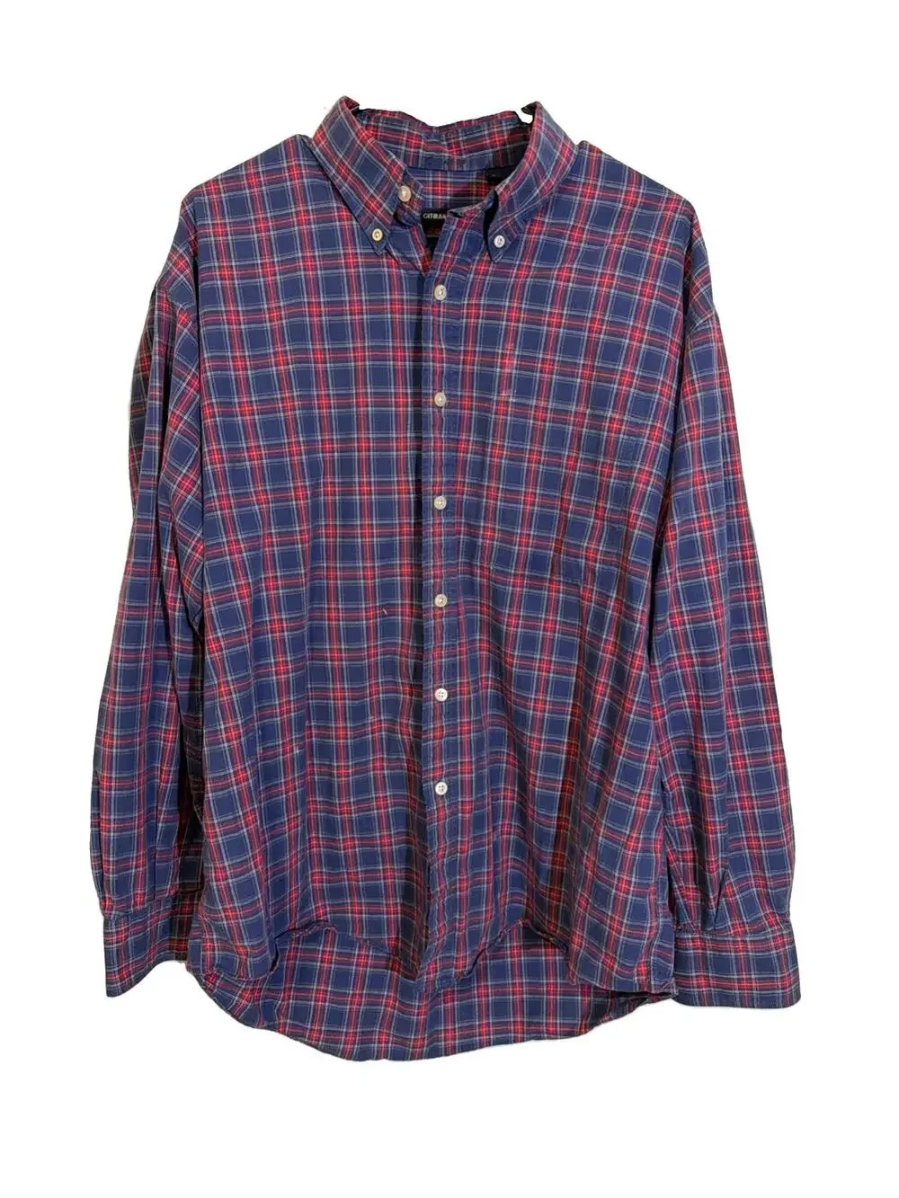 Gitman Bros Shirt Mens Large Blue Plaid Short Sleeve Button Down USA Vintage